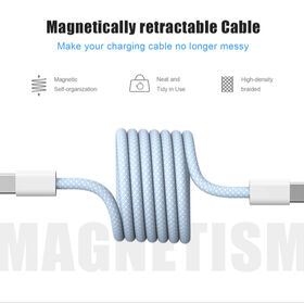 Factory price, Sunlike magnetically retractable cable, Various colors, High-density braiding, for phone charge and data transfer