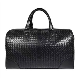 OEM ODM high end cowhide woven real leather luxury designer branded bag men's duffle travel bag