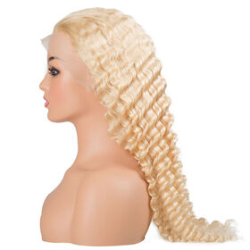 Perruque Synthétique Mi-longue Bouclée Blond Foncé VANDA - Taille Moyenne, Raie Libre