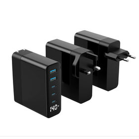 Chargeur de Voyage GaN 140W en Gros, Type Sunlike, Écran LED, Charge Rapide pour 5 Appareils Simultanément, Standard pour États-Unis, UE, Royaume-Uni, AU