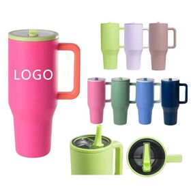 Neuer 1,2L Neo Pink Thermobecher mit Griff, Strohhalm, Auslaufsicher, Thermoisoliert, Direktes Trinken, Wiederverwendbarer Campingbecher für Erwachsene mit Deckel