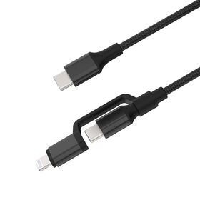 MFI High quality 2 in 1 USB C to Type C/Lightning multifunction PD fast charging data mobile phone cable