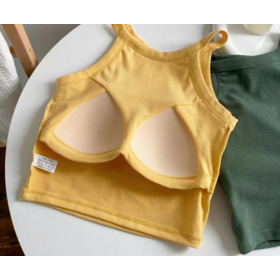 OEM Sports halter bra thin style with top top small chest pull up inside with chest pad one-piece bra vest Women's tank tops