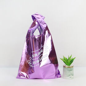 Colored Laser Film polyester Tote Bag Metallic Sewed foldable pouch bag