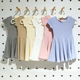 Vestido Casual Personalizado para Niñas Pequeñas, Manga Corta, Bambú y Spandex, Transpirable y Suave - Vestidos para Niñas al por Mayor