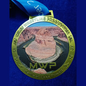 Metallmedaille für Miles Wrestling Production MVP Battle am Lake Powell, UV-Druck Medaille