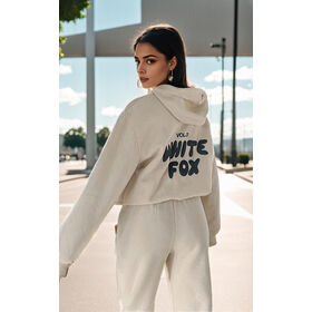 Sweat à Capuche Femme Crew Clothing Blanc Rayé, Fermeture éclair Intégrale, Taille 12