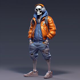 Skull Doll Halloween Ornaments Resin Funny Home Decoration Gift Cool Listening Music Skeleton Figure Desk Decor