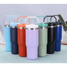 Venta al por mayor: Taza con asa de 30 oz, termo para coche de acero inoxidable 304 con doble pared de vacío, taza portátil para exteriores personalizable