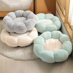 Hot Sale Manufacturer Soft Luxury PP Blue Gray Cat Dogs Pet House Sofa Funny Flower Shape Warm Comfortable Cotton Cat Dog Beds