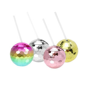 600ml 20oz plastic disco ball cups with lid and straw for party cute electroplate glitter