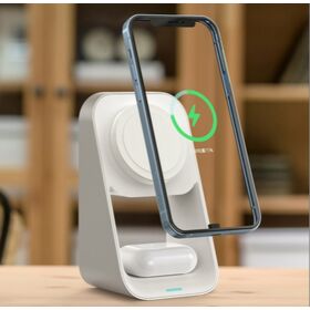شاحن لاسلكي 2 في 1 Sunlike MagSafe، طاقة 15 واط حقيقية للهاتف المحمول + 5 واط لسماعات AirPods، وحدة أصلية معتمدة من MFM / وحدة Qi2