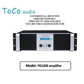 مضخم طاقة احترافي قابل للتخصيص مع شاشة LCD، دائرة متطورة، لوحات قابلة للإزالة، مناسب للموسيقى واسعة النطاق، 1200 واط × 2