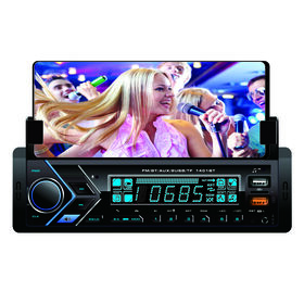 Lecteur MP3 de voiture à panneau fixe avec support de téléphone BT 2USB FM AUX TF autoradio