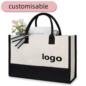 Fashion custom logo print letter travel satchel bags female cotton canvas ladies bag canvas tote bag