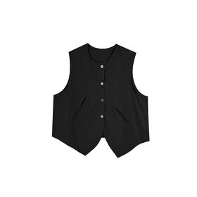 Black holloway vest 2024 summer short-sleeved cotton top thin women's fashionable coat