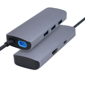 HUB Tipe C terbuat dari aluminium. HUB Tipe C ke PD 100W 5 IN 1 USB C Hub dengan HDMI untuk 4K 30Hz, USB3.0 5Gbps. Fungsi jalur penyimpanan