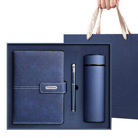 AI-MICH Promotional Luxury Refillable Leather Office Stationery Sets Custom Logo Notebook Pen Drink Cup For Business Gift Set