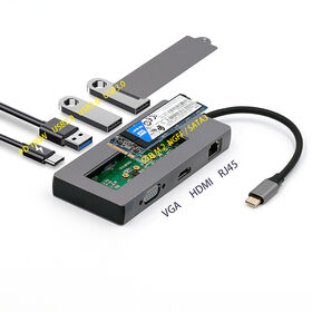 Adaptateur Hub USB C 8 en 1 avec Ethernet RJ45, HDMI, Charge PD, USB 3.0 HUB, USB 2.0 HUB, VGA ET Boîtier SSD M.2