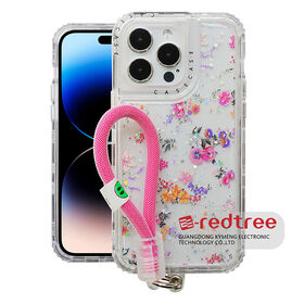 Urban Play Handyhülle mit hohlem, bemaltem Design und farbigem Seil, 3-in-1 Hybrid TPU und PC Handyhülle für iPhone 15.
