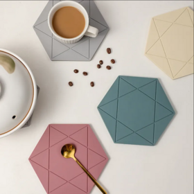 Heat Resistance Multicolor Silicone Bowl Mat Non Slip Hexagon Silicone Trivet Mat For Hot Pots And Pans