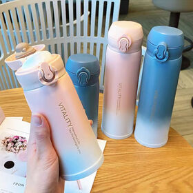 Gourde Thermos en Acier Inoxydable à Dégradé de Couleurs pour Étudiants, Version Coréenne, Mignonne, Anti-chute, Tasse à Eau pour Couples