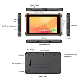 2022 Günstiges 8-Zoll Android 10 6GB Industrie IP65/IP68 Touchscreen Rugged Tablet PC OEM/ODM