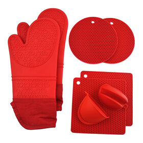 Grande vente Gants en silicone Ensemble de 8 pièces de coussinets ronds carrés en silicone pour isolation thermique et gants de protection
