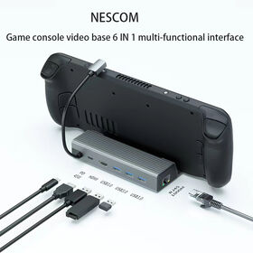 USB C HUB 6 IN 1 geeignet für Steam Deck/ROG Handheld/SWITCH Dockingstation, tragbarer Handy-Konverter, Halterung, Aluminiumbasis