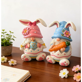 Easter Gnome Decorations Bunny Gnome Figurines Easter Rabbit Resin Handmade Spring Table Ornaments Home Decor Elf Gifts