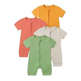 Newborn Infant Pajamas Jumpsuits Short Sleeve Summer Breathable Bamboo Viscose Cotton Romper New Born Baby Boys Girls Clothes
