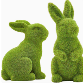 Easter Bunny Decorations Artificial Green Moss Rabbit Sculptures Standing Sitting Garden Ornaments Home Table Decor