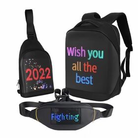 Sac à Dos Intelligent Bluetooth Tendance avec Design Dynamique DIY, Sac de Poitrine Homme avec LED