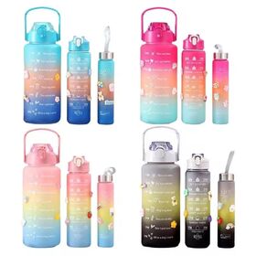 High Quality Custom Logo Children Cute DIY Funny 480ml Plastic Water Bottle and Stickers Set