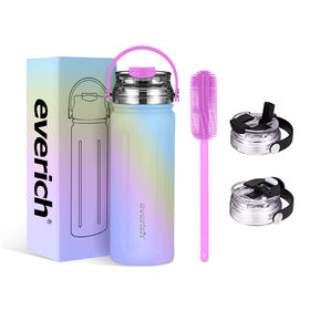 Bouteille d'eau isotherme à double paroi en acier inoxydable de 710 ml (24 oz) avec couvercle 2-en-1 à rainures, vente en gros