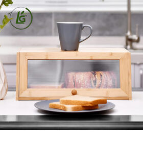 Cesta de pan estilo clásico Legend, caja de pan para niños, caja de pan cerrada, caja de pan para mostrador de cocina, caja de pan de bambú.