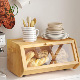 Caja de pan de fibra de bambú ecológica al por mayor de fábrica Legend para encimera de cocina, caja fermentadora de pan, caja de pan de bambú.