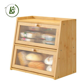 Legend Natural 2-layer bamboo bread boxes trapezoid type with sid new innovations good price custom bread box bamboo bread box.