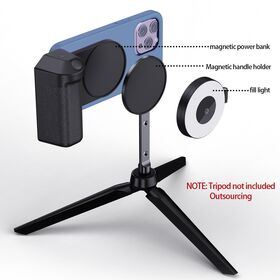 Support Selfie avec Chargeur sans Fil, Batterie Externe, Lumière d'appoint et Support Fixe pour Smartphone (sans Trépied)