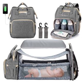 OEM Portable Waterproof Bassinet Bed Mommy Bag USB Charging Port Diaper Bag Backpack with Changing Station