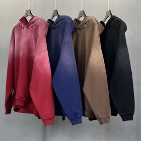 Sweat à capuche personnalisé en molleton French Terry vintage, coupe oversize, grammage élevé 450 G/M², vierge, délavé à l'acide, pour homme, style vieilli
