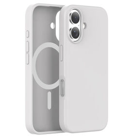 Maßgefertigte hellgraue Handyhülle mit magnetischer Flüssigsilikonabdeckung für iPhone 16