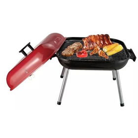 Barbacoa de Carbón Portátil Plegable de 14'' para Camping, Mesa Cuadrada para Exteriores, Ideal para Hamburguesas y BBQ