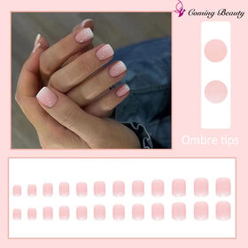 Vente en gros d'ongles artificiels, gels mous acryliques, faux ongles, manucure, ongles à coller, french manucure, ongles ombrés roses et blancs