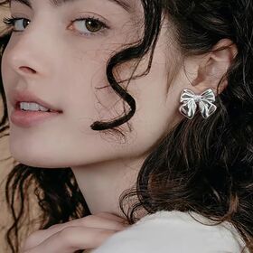 Bijoux fantaisie, boucles d'oreilles clous nœud hypoallergéniques à aiguille en acier inoxydable plaqué pour femmes