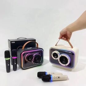 Haut-parleur Karaoké Bluetooth Portable avec Lumières RGB, Basses HIFI et Boîtier Transparent avec Double Microphone - Fourniture d'Usine
