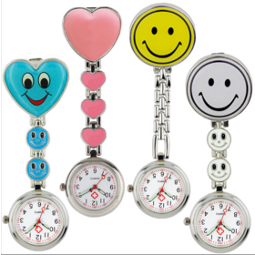 Wholesale luminous pointer smiley four-leaf clover nurse table doctor's chest watch hospital watch pocket watch