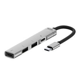 Mini Hub USB, design de faixa longa mini, invólucro de alumínio. Cabeça de entrada 2 em 1 comutável. Adequado para todos os tipos de telefones celulares.