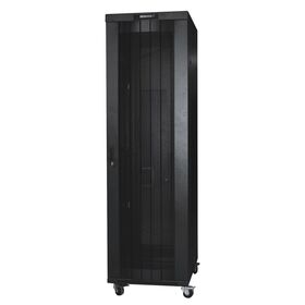 Rack de Servidor de Piso de 19 Pulgadas y 27U con Puertas Perforadas y Cerradura con Manija