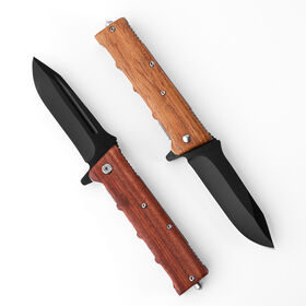Wholesale Wooden Handle Folding Camping Survival Tactical Pocket Knife with Glass Breaker